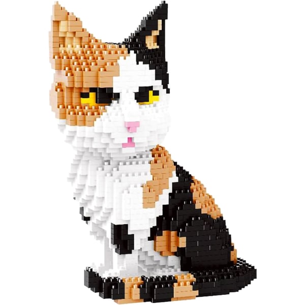 1300 st Mini Djur Byggklossar Set, DIY Micro 3D Byggstenar (Katt)