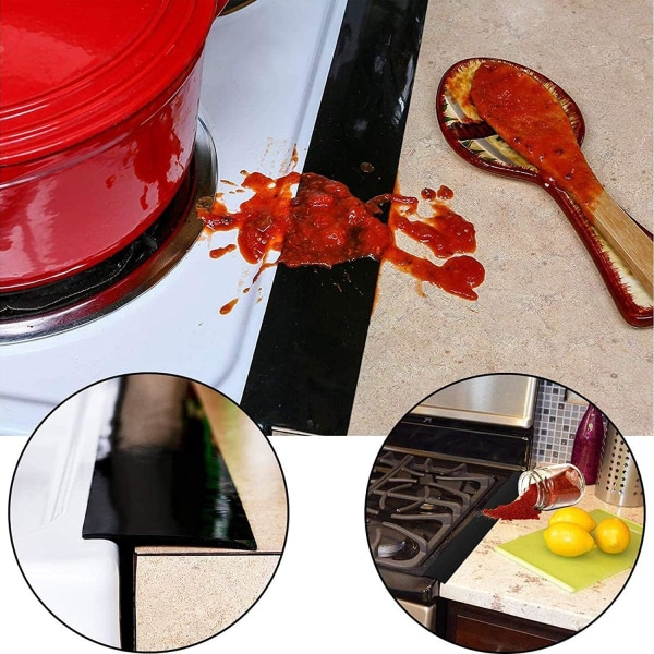2 pakke køkkensilikone kogeplader spaltedæksler (sort), bordplade kant s