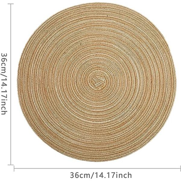 5 kpl pyöreitä pöytäliinoja (Tawny) 36cm, pyöreät pöytäliinat, PP-kudottu pestävä lämmönkestävä liukumaton