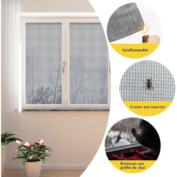 Myggenet forstærket vindue Myggenet 250x120cm udskiftning - Myggenet anti insekt myggenet - UV-bestandig, Stop Myg, Vaskbar &