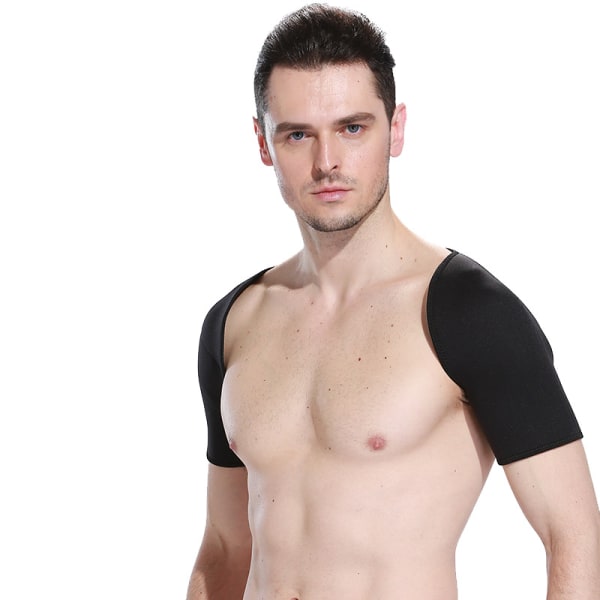 1 Sport Axelbandage, Bekväm Varmhållande Elastisk Justerbar Armsupport Rem Dubbel Axelskydd Pad för Löpning Soprt(XL)