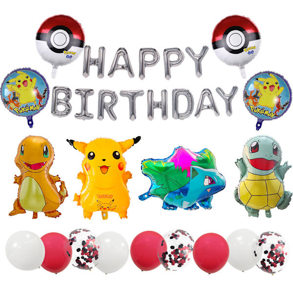 Pikachu#A festdekoration balloner konfetti balloner dekorationer sæt og banner baggrund baggrund til festindretning