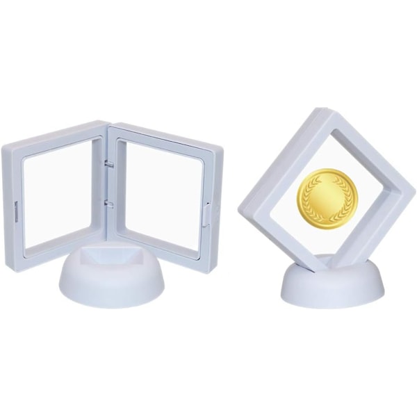 10 stk. 3D flydende displaystativer til medaljer, prøver (hvid)