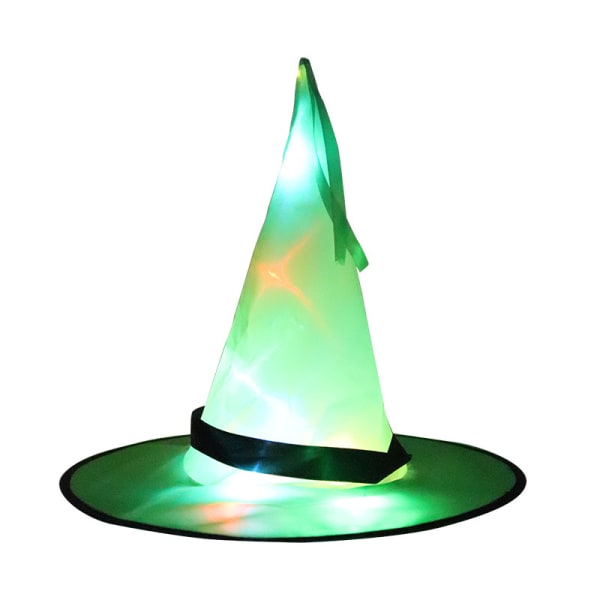 Halloween Hat Hekse Hat Cap Glow Garn Halloween Hekse Kostume Tilbehør til Halloween Fest Gunst Mode Prom Cosplay grøn