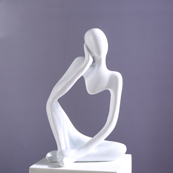 Tänkaren staty (vit), harts tänkare abstrakt skulptur staty moderna karaktär figurer heminredning kontor skrivbord prydnad födelsedagspresenter