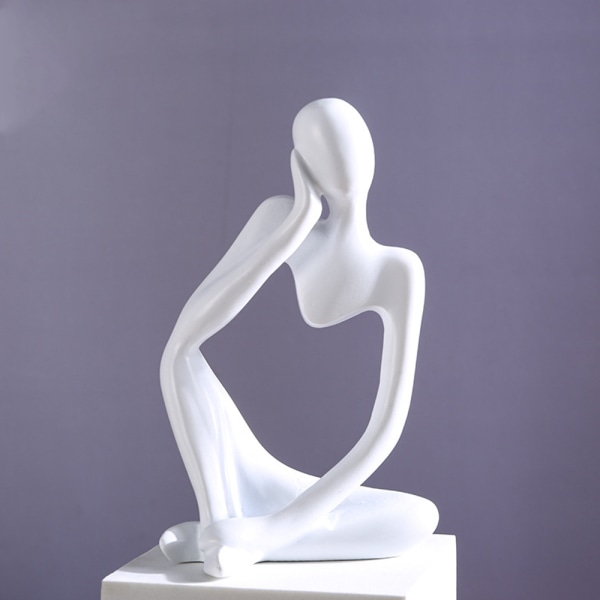 The Thinker Statue (White), Resin Thinker Abstrakt skulpturstatu