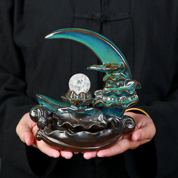 Blå lotus dam måneskin omvendt flow røgelse brænder hjem indendørs aromaterapi brænder kreativ dekorativ keramisk røgelse brænder