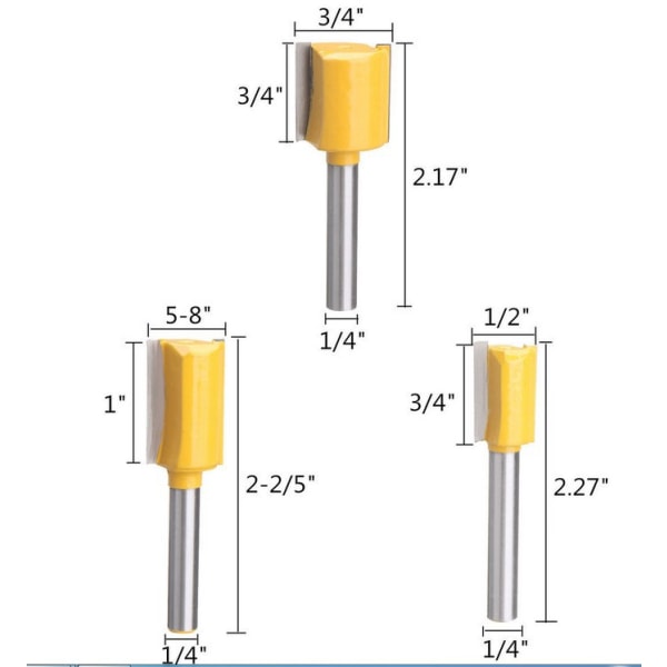 5-delad uppsättning raka trimmerbits gul utrikeshandel export fin rak router