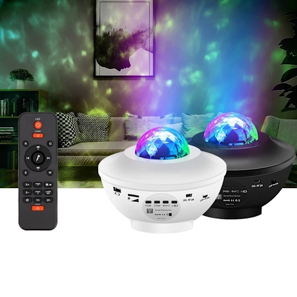 Stjerneprojektor Galaxy LED-lys med indbygget højttaler sort