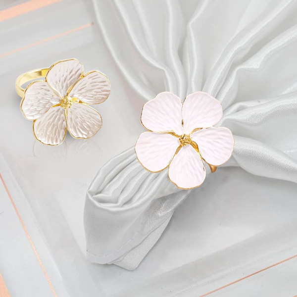 Blomsterserviettringer, sett med 6, elegante serviettringer, spisedekorholder, spenner for bryllup, jul, Thanksgiving, ferie, fest
