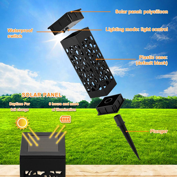 Havedekoration Lys 8stk Solcellelys Udendørs Have LED Solcellelampe Have Lys Sollamper til Udendørs, IP55,600mAh Vandtæt Batteri, Decora