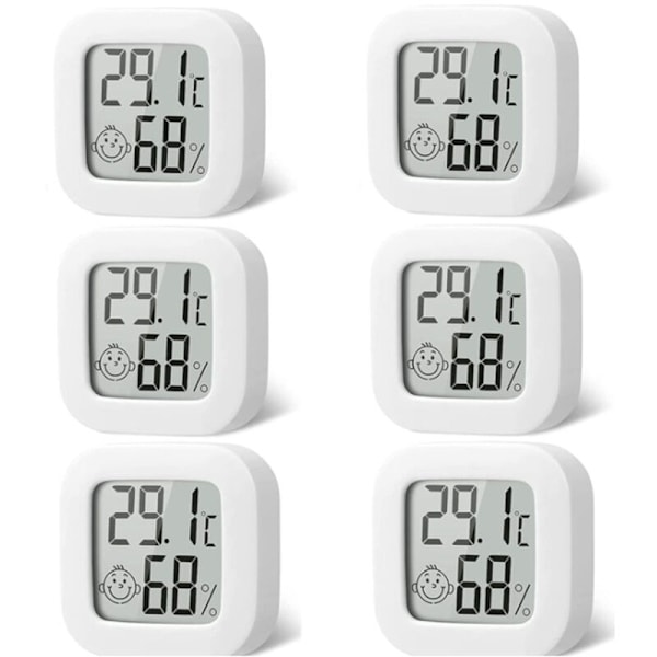 6 stk mini innendørs termometer hus -termometro hygrometer digital funksjon ℃ / ℉, Termometer husholdningshus -50 ℃ 70 ℃, 10% 99% RF egnet f