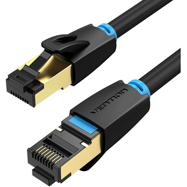 Cat 8 Ethernet-kabel 2m, RJ45 Cat 8-kabel 40 Gbps 2000 MHz, 28AWG Internettkabel med gullbelagt kontakt og 4-lags skjerming, S/FTP PIMF Nettverkskabel