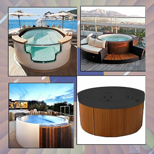 Rund poolöverdrag pool solpresenning för swimmingpool, utomhus spa anti-UV badkar vattentätt skyddande överdrag, 420d för utomhus spa-bad