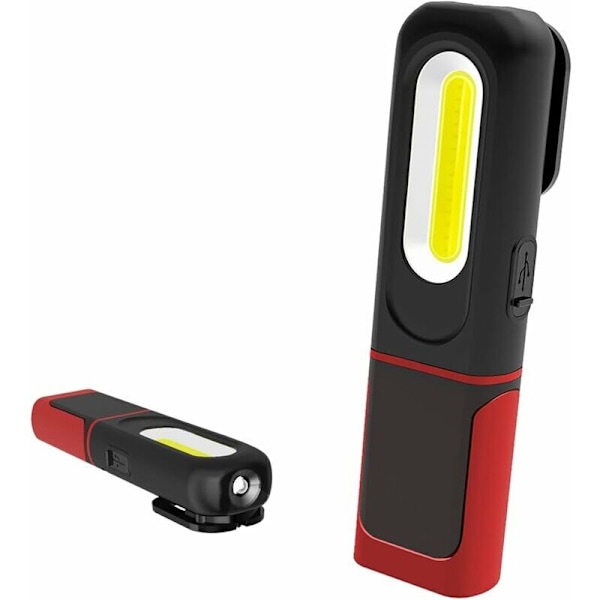 Ladattava LED-työvalaisin, 2 in 1 tarkastusvalaisin 360 asteen kierrolla ja 5W COB LED-taskulamppu magneettisella pohjalla ja koukulla koti- ja verstaskäyttöön
