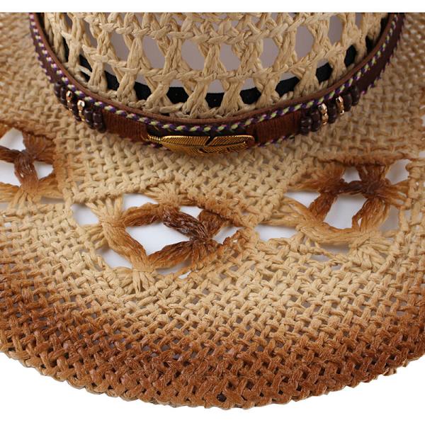 Halm Cowboy Hat til Kvinder og Mænd med Formbar Rand, Western Cowboy Hat