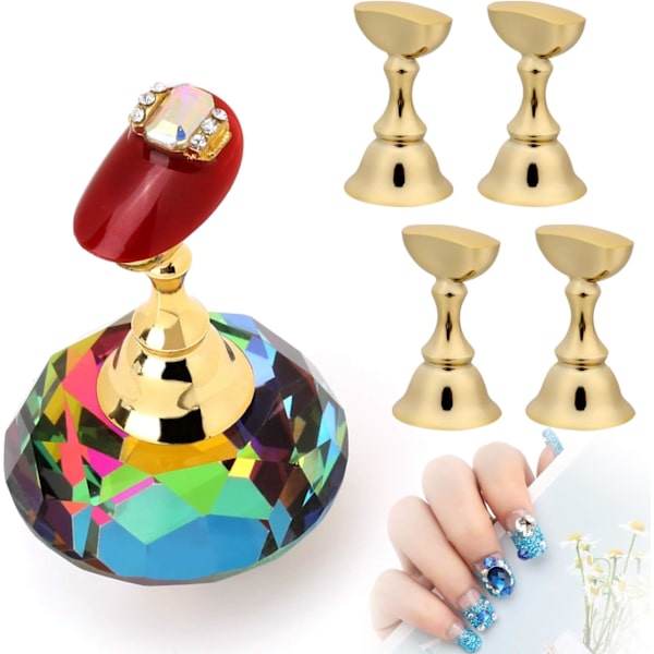 Nagelkonstdisplayställ (färgglad) med magnetiskt stativ och kristallbas, nagelkonstdisplayställ, nagelkonsttipsdisplayställ för nagelkonstutställningslokal.