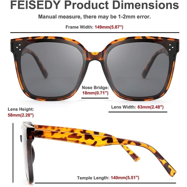 (brunt leopard print) oversized firkantede retro polariserede solbriller til kvinder og mænd i enkel stil