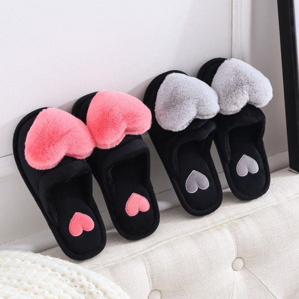 Bomuldsslippers, skridsikre, holdbare, blød plastikbund, lydløse indendørs varme slippers 24,5 cm