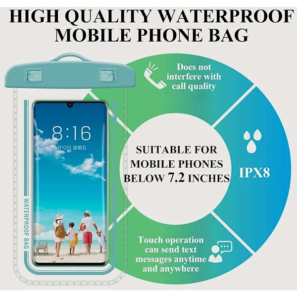 Vandtæt Smartphone-pung [2-pak], Vandtæt Telefonetui IPX8 Touch-følsom Vandtæt Bærbar Pung til Telefon 12 Pro Max/12 Pro Max/11 Pro