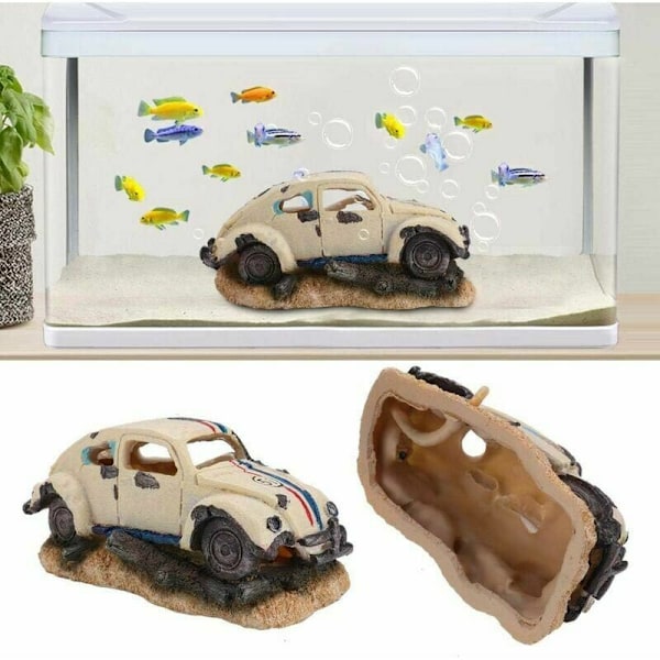 Deco Akvarium Skygge Delt Simulation Resin Akvarium Dekorationer i form af en bilformet bilformet fiskformet simulationsornament