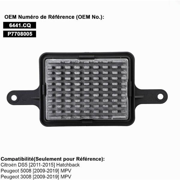 6441.CQ Varmelegemodstand til 3008 5008 DS5 Varmeblæsermotor Modstand