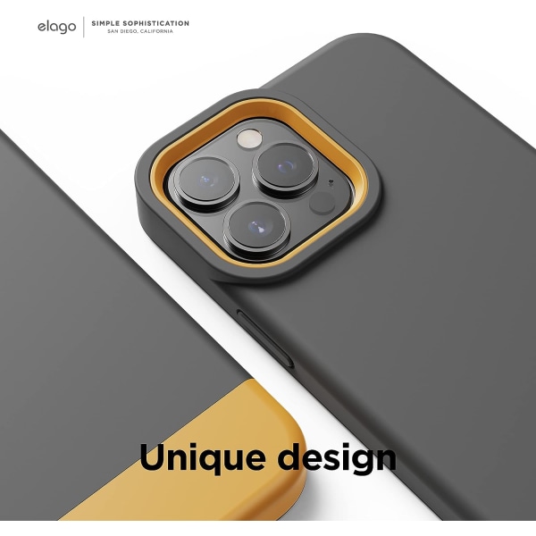 Glide- case kompatibelt med iPhone 13 Pro Max (mörkgrå/gul) Ca