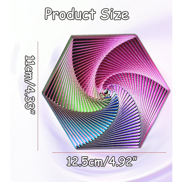 Gradient Fraktal Hexagon - 3D Spiral Fidget Legetøj - Stresslindring (Lilla)