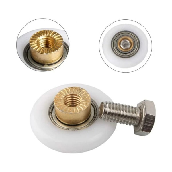 27 mm 4 stk. Roulette brusekabinedør, reservedele til brusekabinedør, reservedele til rillet brusekabinedør med diameter skruer 27 mm