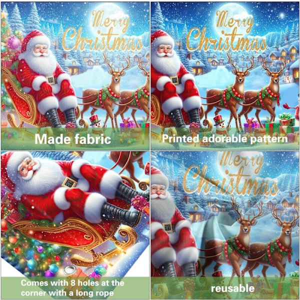 Jul Garagedörröverdrag (400180/240cm), Söta Jultomte Ren Garagedörrsdekorationer, Julaftons Garagedörröverdrag, God Jul Dörrbakgrund