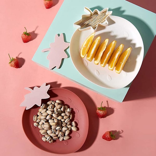Jordgubbsformade Plastfat Snacktallrikar Skålar, 2-pack Plasttallrikar Serveringsfat Matbricka