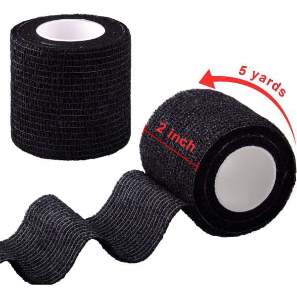 30 rullaa (musta, 5 cm x 4,5 m) joustavaa koheesiotaitetta itseliimautuva side teippi urheiluteippi koheesioteippi sormille käsille jaloille ranteille