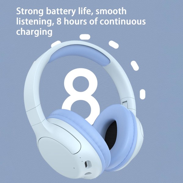 Trådløst Bluetooth gaming headset med mikrofon, aktiv støjreduktion, all-inclusive øremuffer og lang batterilevetid (lyseblå)