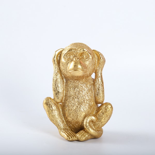 Smart Monkey Statue - Ikke lytt Monkey Statue for hjemmeinnredning, Monkey Statue Home Decor, Don't Look Evil Statue, Monkey Statue