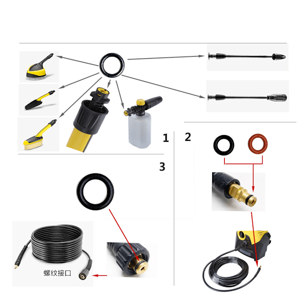Kompatibel med Kärcher K2 K3 K4 K5 K6 K7 Högtrycks packningar Tätningsringar O-ringar Tätningsringar 2.640-729.0（Set om 20）