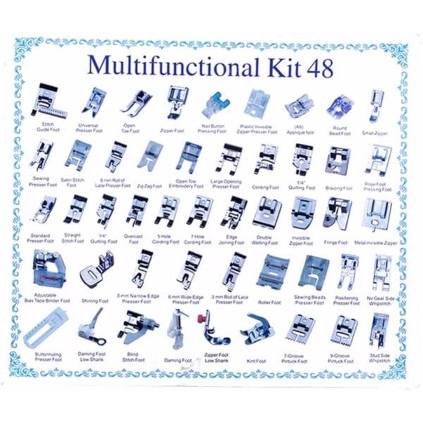 Sewing Machine Multifunctional Presser Feet Kit for Home Sewing Machine Hemming Foot Parts Accessories for Brother Singer Set of (48pcs)