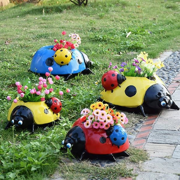 Marihøne Blomsterpotte For Hagedekorasjon Rød