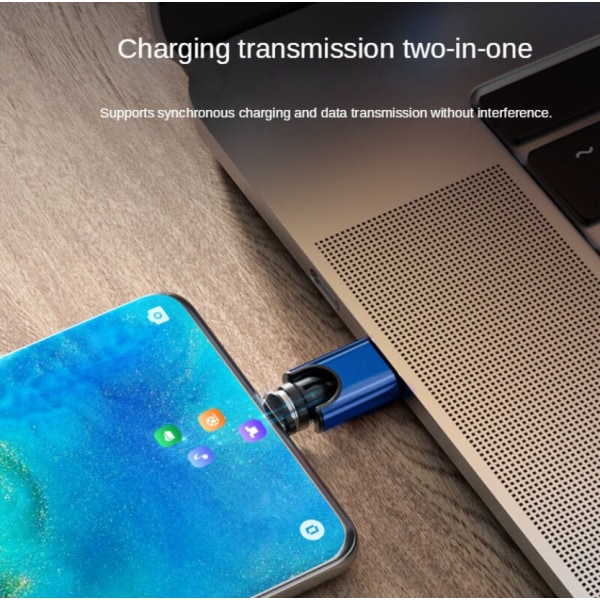 Blå Mini Bärbar USB 3A Magnetisk Adapter 540 Grader Snabbladdning Android Huvud/Typ c/Apple Huvud