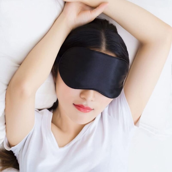 Sovmask, supermjuka ögonmasker med justerbart band, lätt och bekvämt pannband, blockerar ljus perfekt för män och kvinnor (1 svart)