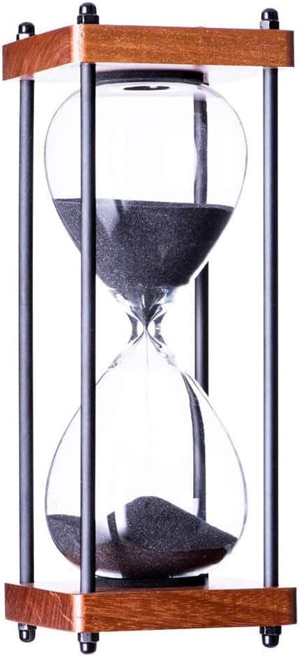Stor timglas timer 15 minuter, dekorativ trä timglas, svart