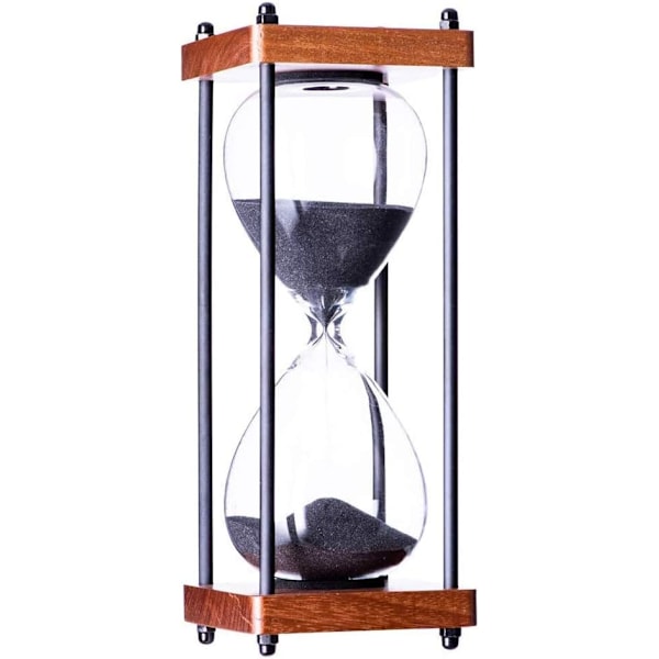 Stort timeglas 15 minutter, dekorativt træ timeglas, sort