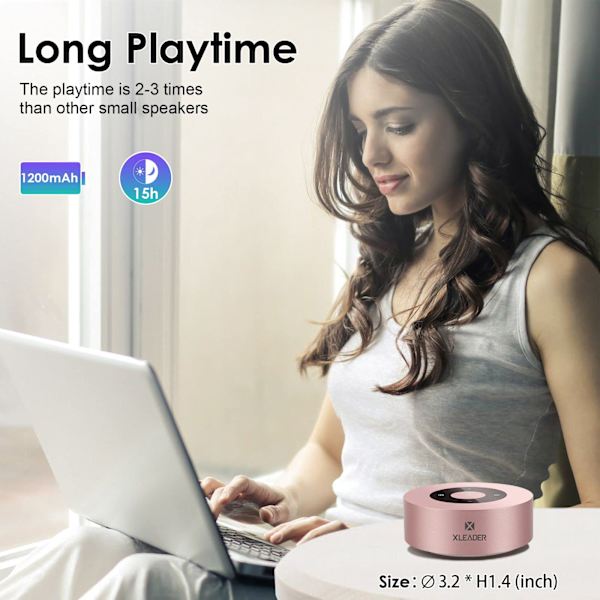 Smart Touch Bluetooth-højttaler A8 (3. generation) Premium Rose Gold Mini-højttaler med bærbar vandtæt etui, julegave
