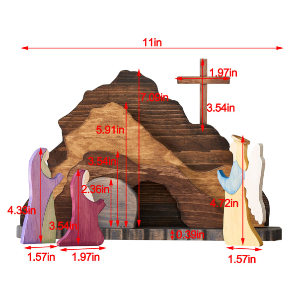 Påske Scene Træ Dekoration, Træ Påske Scene Sæt, Kristne Påske Dekorationer, Velegnet til Religiøs Hjemmekontor Dekoration (1 Sæt)