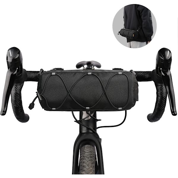 Cykelstyr taske - Crossbody opbevaringspose med skulderrem til racercykel, MTB, rejsecykel (sort-2)