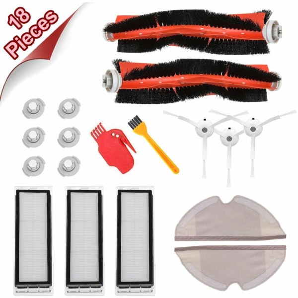 18PCS Støvsuger Reservedeler Sidebørste Filter For Xiaomi Mi Robot Roborock S50 S51