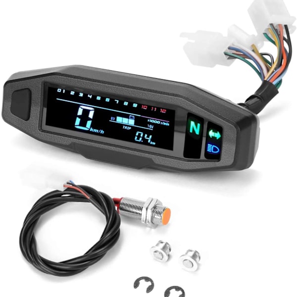 Universal motorsykkel digitalt turteller LCD-skjerm forgasser digitalt speedometer odometer med sensor