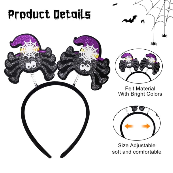 Halloween Headbands Fashion Black Spider Witch Hat White Spider Web Hat Hair Accessories Men and Women Headband Starscream Halloween Headband Gift 1