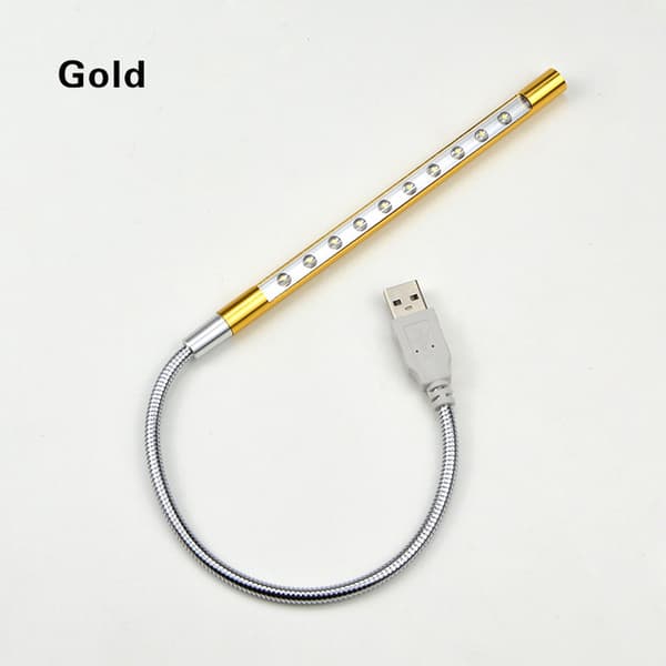 (Guld) 1 stk. bærbar mini USB campinglys justerbar vinkel USB lys til PC bærbar computer boglys computertastatur læselys dæmpbar berøringssw