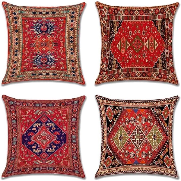 Bohemian stil pudebetræk 45 x 45cm firkantet dekorativt pudebetræk Eksotisk abstrakt retro sofa pudebetræk sofa sofa stue soveværelse udendørs ho