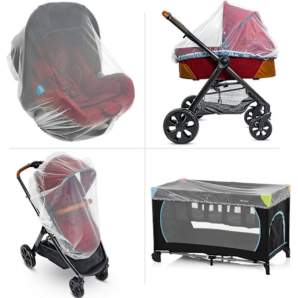 Baby Myggenet til Barnevogn, Baby Carrier og Vugge - Elastisk Snøre til Snug Fit Beskyttelse - Beskyttende Kaleche til Småbørn